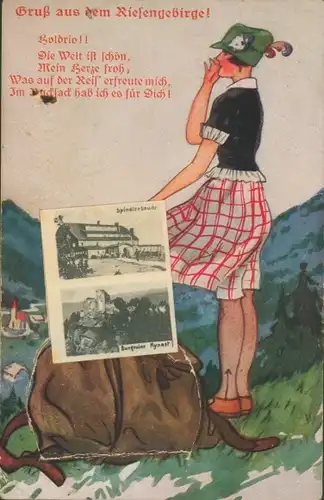 Leporello Ak Sobieszów Hermsdorf Kynast Riesengebirge Schlesien, Ruine Kynast, Spindlerbaude