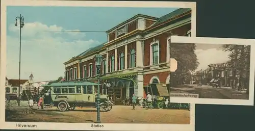 Leporello Ak Hilversum Nordholland Niederlande, Station, Bahnhof, Straßenansicht, Straßenpartie