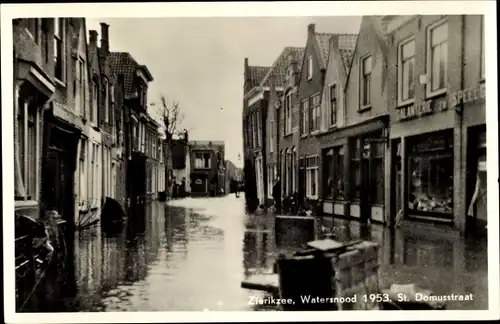 Ak Zierikzee Zeeland, Watersnood 1953, St. Domusstraat