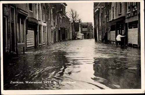 Ak Zierikzee Zeeland, Watersnood 1953, St. Domusstraat