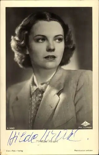 Ak Schauspielerin Hilde Krahl, Portrait, Film Foto Verlag A 3498/1