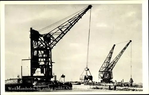 Ak Harderwijk Gelderland, Werkzaamheden bij aanleg polder Oost