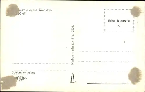 Ak Utrecht Niederlande, Monument Domplein