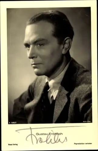 Ak Schauspieler Gustav Fröhlich, Portrait im Anzug, Ross Verlag A 3302 1