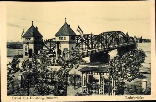 Ak Ruhrort Duisburg im Ruhrgebiet, Ruhrbrücke