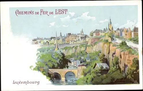 Künstler Ak D'Alesi, H., Luxemburg Luxembourg, Panorama, Chemins de Fer de l'Est