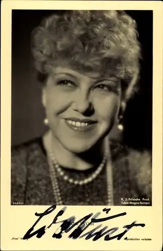 Ak Schauspielerin Ida Wüst, Portrait mit Perlenschmuck