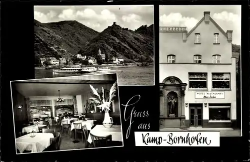 Ak Kamp Bornhofen am Rhein, Panorama, Hotel Restaurant Mies-Becker, Speisesaal