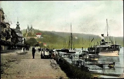 Ak Remagen am Rhein, Dampfer-Landungsstelle, Schiffe