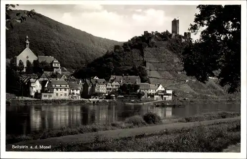 Ak Beilstein an der Mosel, Panorama, Burg Metternich