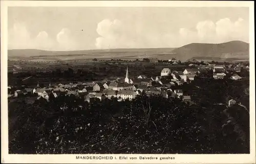 Ak Manderscheid in der Eifel, Blick vom Belvedere, Kirchturm