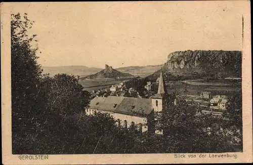 Ak Gerolstein in der Eifel, Blick von der Löwenburg, Kirche
