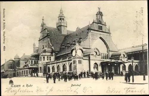 Ak Essen im Ruhrgebiet, Bahnhof, Außenansicht