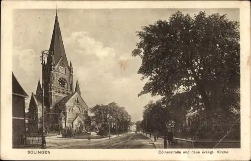 Ak Solingen in Nordrhein Westfalen, Cölnerstraße und neue evangl. Kirche