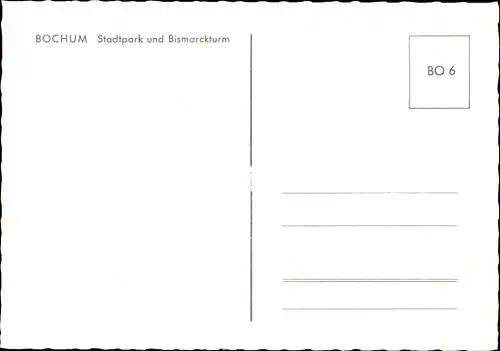 Ak Bochum im Ruhrgebiet, Stadtpark und Bismarckturm, Boote