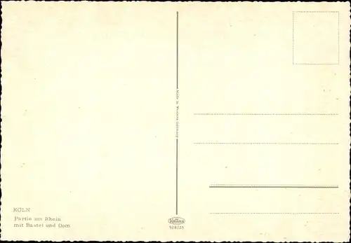 Ak Köln am Rhein, Partie am Rhein mit Bastei und Dom, Schiffe, Brücke
