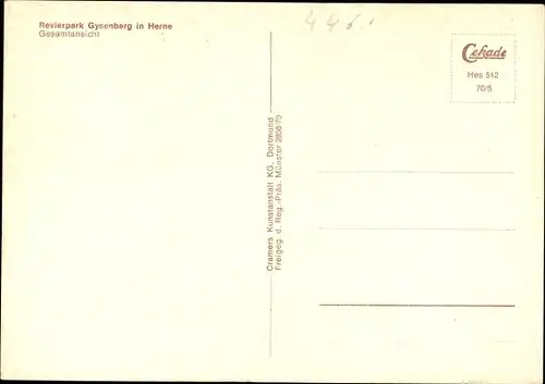 Ak Herne im Ruhrgebiet, Revierpark Gysenberg, Panorama, Luftbild