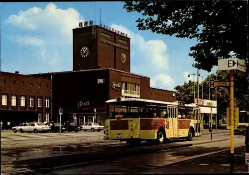 Ak Oberhausen im Ruhrgebiet, Hauptbahnhof, Außenansicht, Bus, Reklame Jägermeister