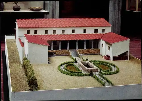 Ak Xanten am Niederrhein, Regionalmuseum, Modell eines Wohnhauses aus Rom um 200 n Chr.