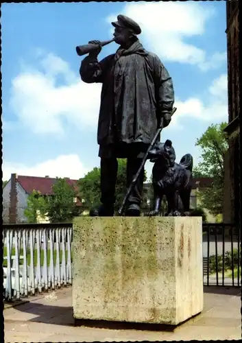 Ak Bochum im Ruhrgebiet, Statue, Der Kuhhirte, Hund, Horn