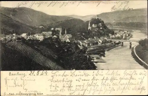 Ak Saarburg an der Saar Bezirk Trier, Panorama, Brücke