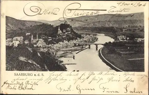 Ak Saarburg an der Saar Bezirk Trier, Panorama, Brücke