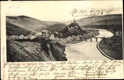 Ak Saarburg an der Saar Bezirk Trier, Panorama, Brücke