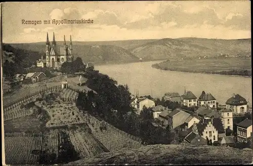 Ak Remagen am Rhein, Teilansicht mit Appollinariuskirche