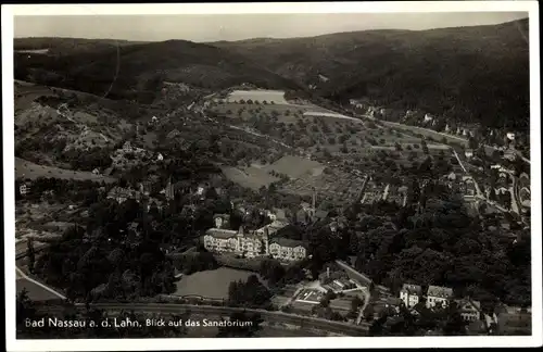 Ak Nassau an der Lahn, Blick auf das Sanatorium, Luftbild