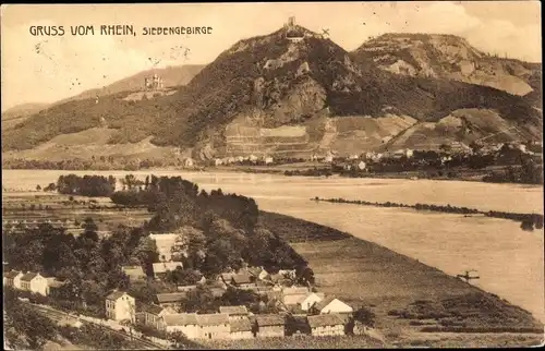 Ak Remagen am Rhein, Gruß vom Rhein, Siebengebirge, Panorama