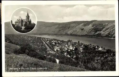 Ak Osterspai am Rhein, Panorama, Schloss Liebeneck