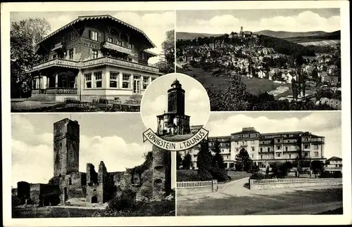 Ak Königstein im Taunus, Panorama, Ruine, Gebäude, Außenansicht