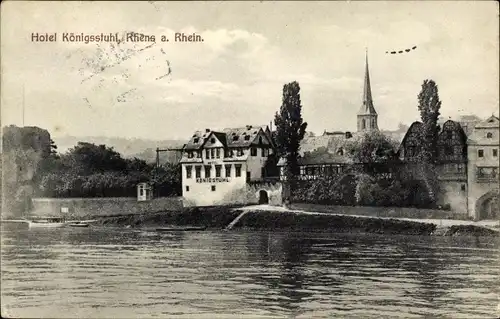 Ak Rhens am Rhein, Hotel Königsstuhl, Bes. P. Klein