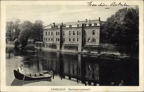 Ak Saarlouis im Saarland, Garnison Lazarett, Ruderboot