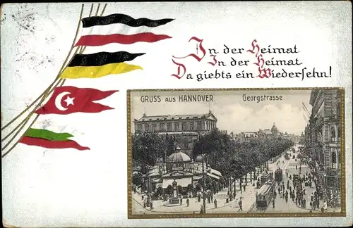 Ak Meißen an der Elbe, Kasernen d. 2. Kgl. Sächs. Jägerbataillons Nr. 13, Fahnen