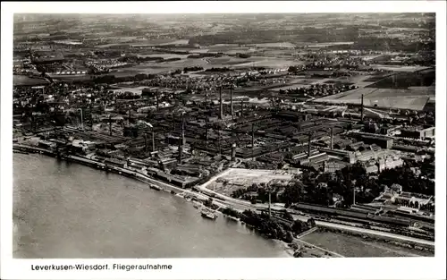 Ak Wiesdorf Leverkusen am Rhein, Fliegeraufnahme
