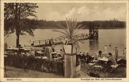 Ak Biesenthal in der Mark, Strandbad, Blick auf Polizei-Kuranstalt