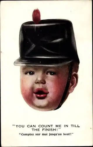 Ak You can count me in till the finish, Junge mit Uniformmütze