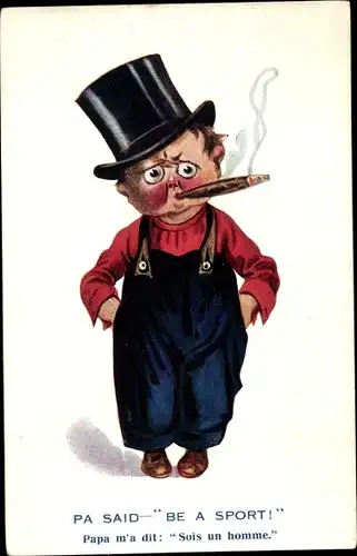 Künstler Ak Pa Said, Be a Sport, Papa m'a dit: Sois un Homme, Kind raucht