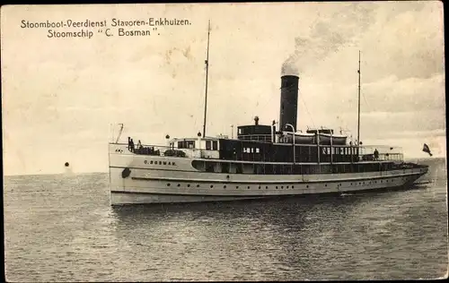 Ak Stoomboot Veerdienst Stavoren Enkhuizen, Stoomschip C. Bosman, Fährschiff