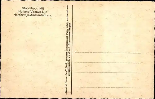 Ak Dampfer Kasteel Staverden der Holland Veluwe Lijn, Stoomboot Mij.