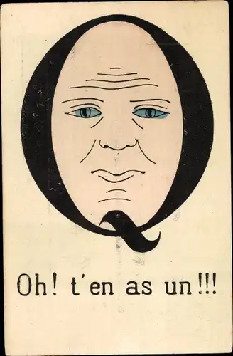 Buchstaben Ak Vermenschlichtes Q mit Gesicht, Oh, t'en as un