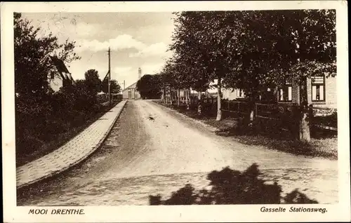 Ak Gasselte Drenthe, Stationsweg