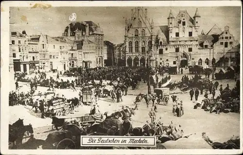 Ak Mechelen Mecheln Malines Flandern Antwerpen, Deutsche Marinesoldaten, Rathaus