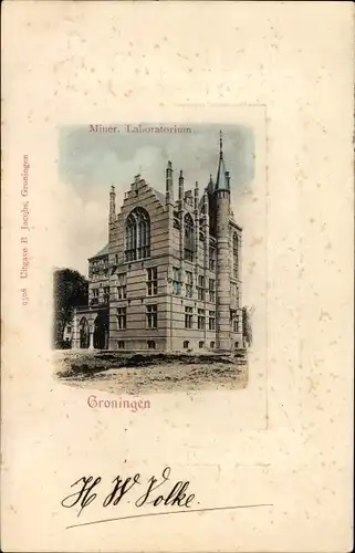 Passepartout Ak Groningen Niederlande, Miner. Laboratorium