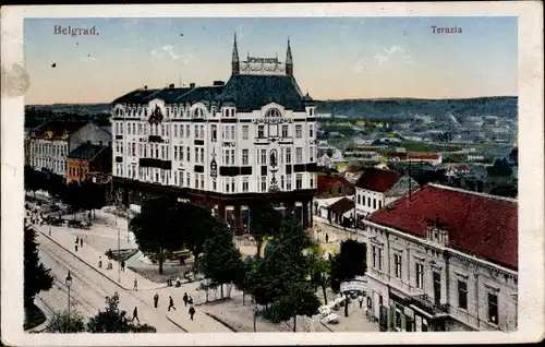 Ak Belgrad Beograd Serbien, Terazia, Panorama vom Ort