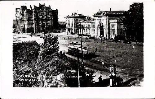 Ak Belgrad Beograd Serbien, Bahnhof, Tram