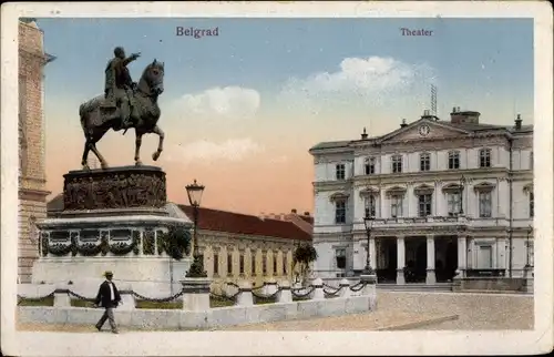 Ak Beograd Belgrad Serbien, Theater, Denkmal
