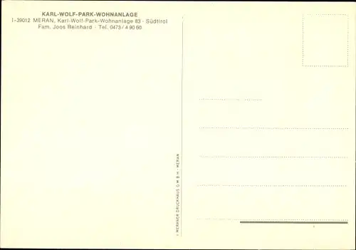 Ak Meran Merano Südtirol, Karl Wolf Park, Wohnanlage