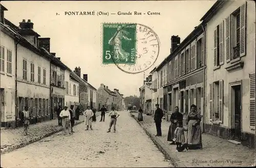 Ak Pontarmé Oise, Grande Rue, Centre